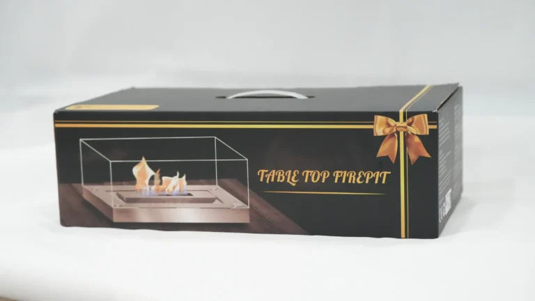 Retail carton for a rectangular tabletop ethanol fireplace